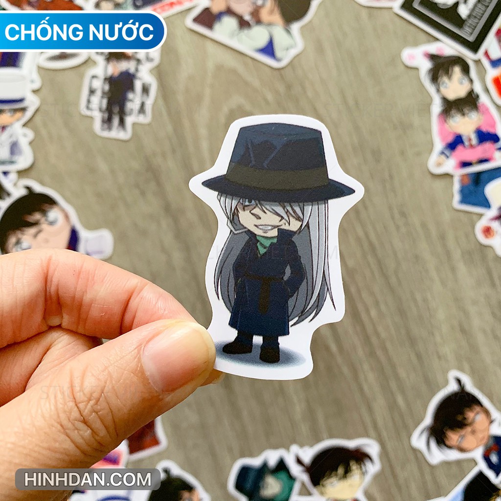 Sticker CONAN thám tử, tem dán chống nước dán trang trí góc học tập, laptop, đàn guitar, nón bảo hiểm