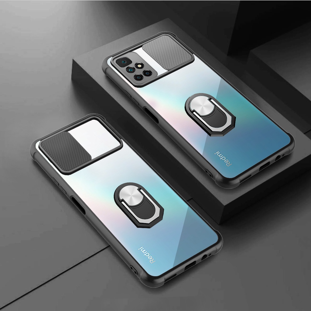 Ốp Điện Thoại Trong Suốt Có Giá Đỡ Dạng Kéo Đẩy Cho Redmi 10 9 Prime 9A 9i 9C 9T 9 Power