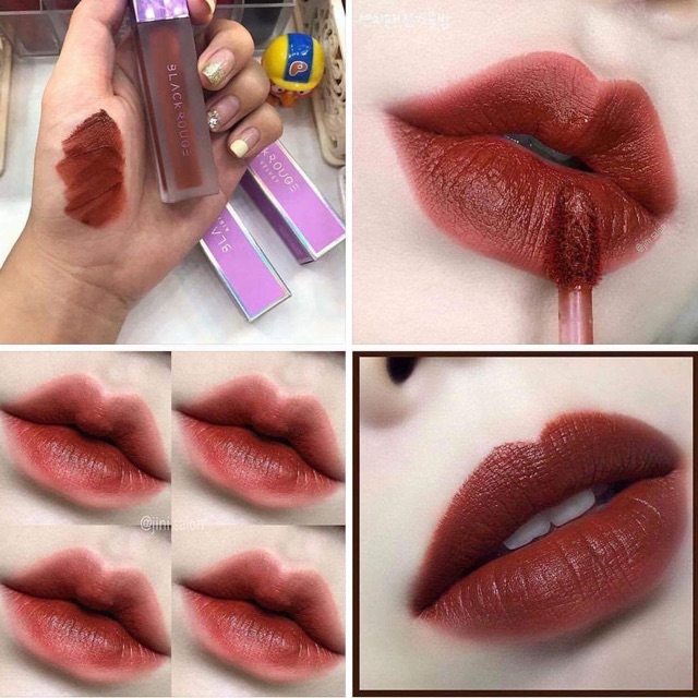Son kem lì Black Rouge Air Fit Velvet Tint màu A12 đỏ nâu