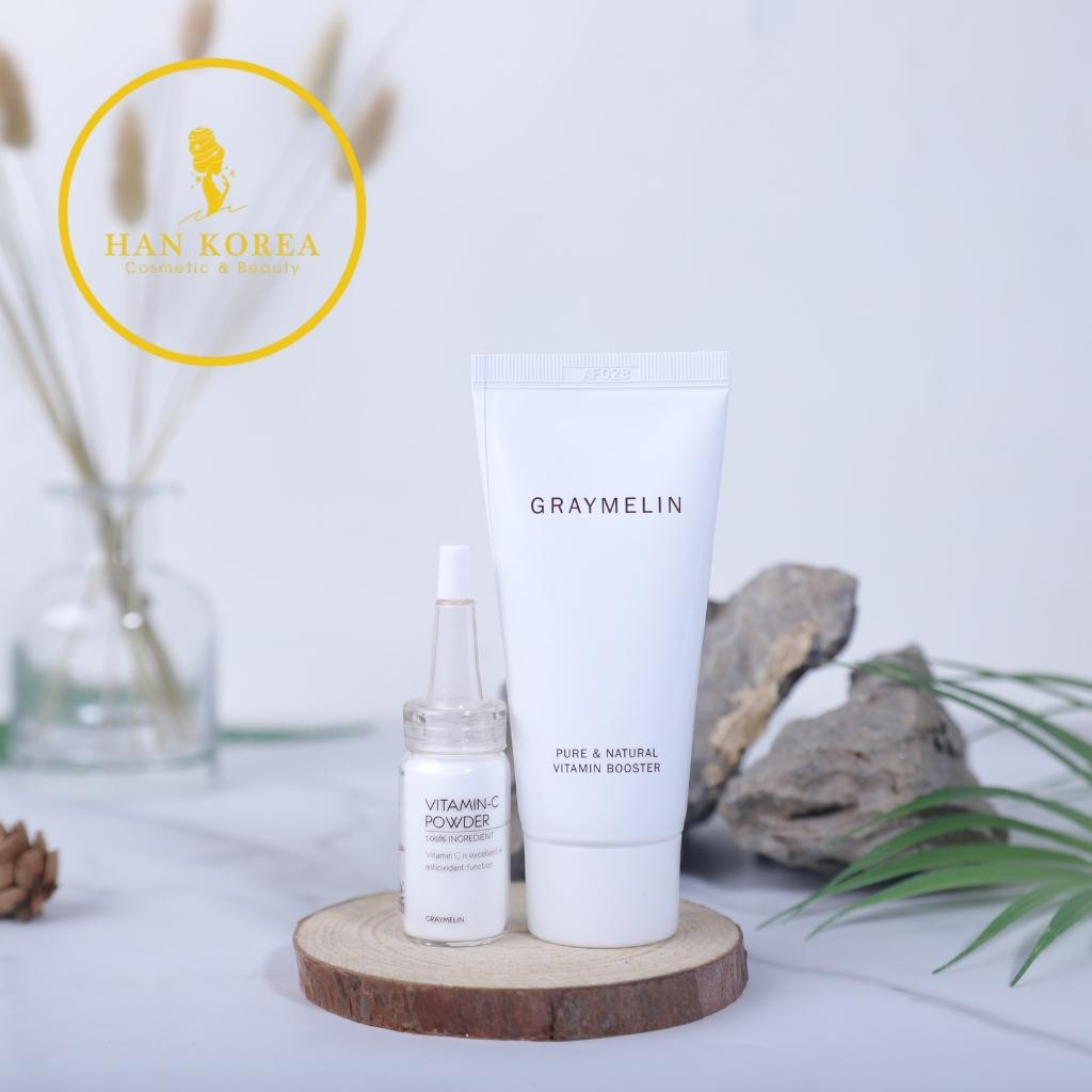 Set kem dưỡng Vitamin c Booster 50ml + Bột Vitamin c Power 12g, dưỡng trắng da, trẻ hóa da, mờ thâm sạm nám HÂN KOREA