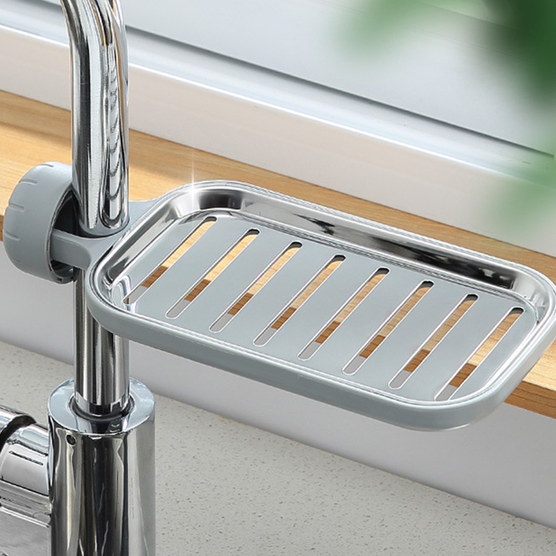 Giá Đỡ Đựng Xà Phòng Mút Rửa Chén Gắn Vòi Nước Bồn Rửa Chén Ráo Nước Có Thể Điều Chỉnh