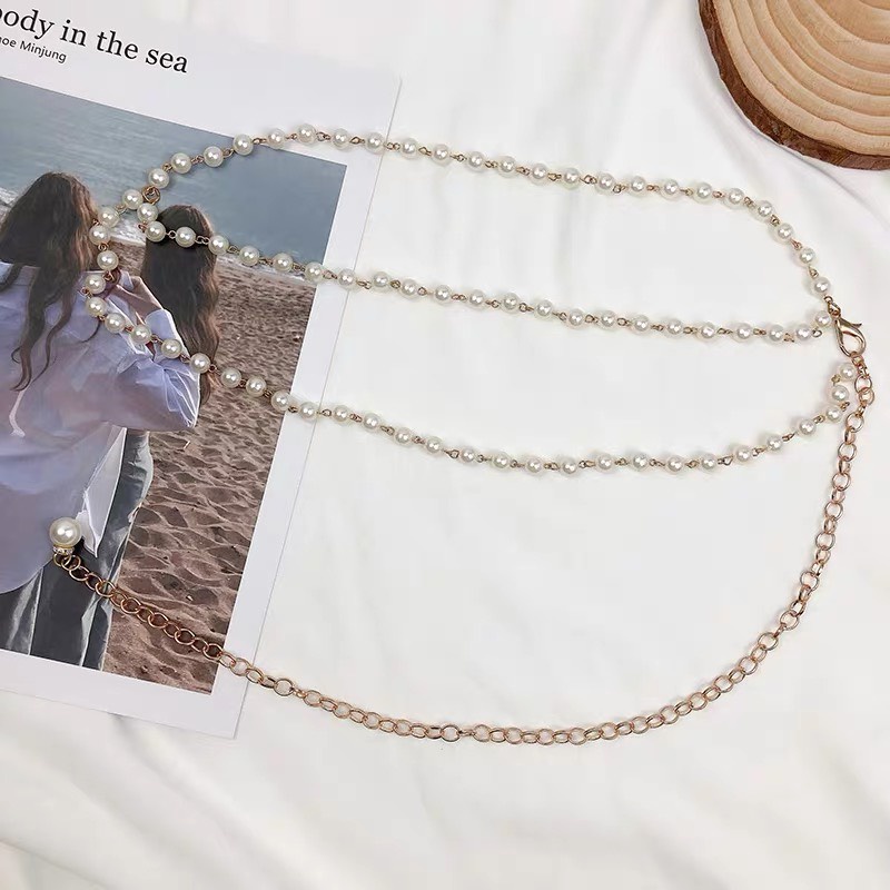 Đai váy ngọc trắng phối xích thả sợi tiểu thư xinh xắn ĐV030- Belt nịt váy đầm ngọc nhẹ nhàng bản nhỏ Sim Sim Shop