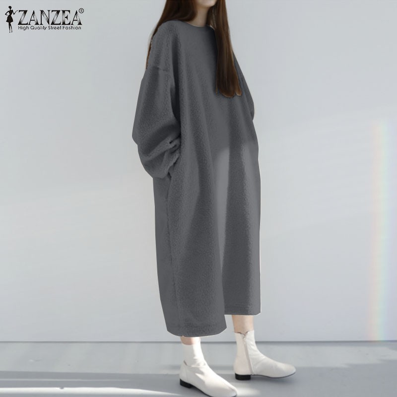 ZANZEA Đầm maxi tay dài phong cách thanh lịch cho nữ