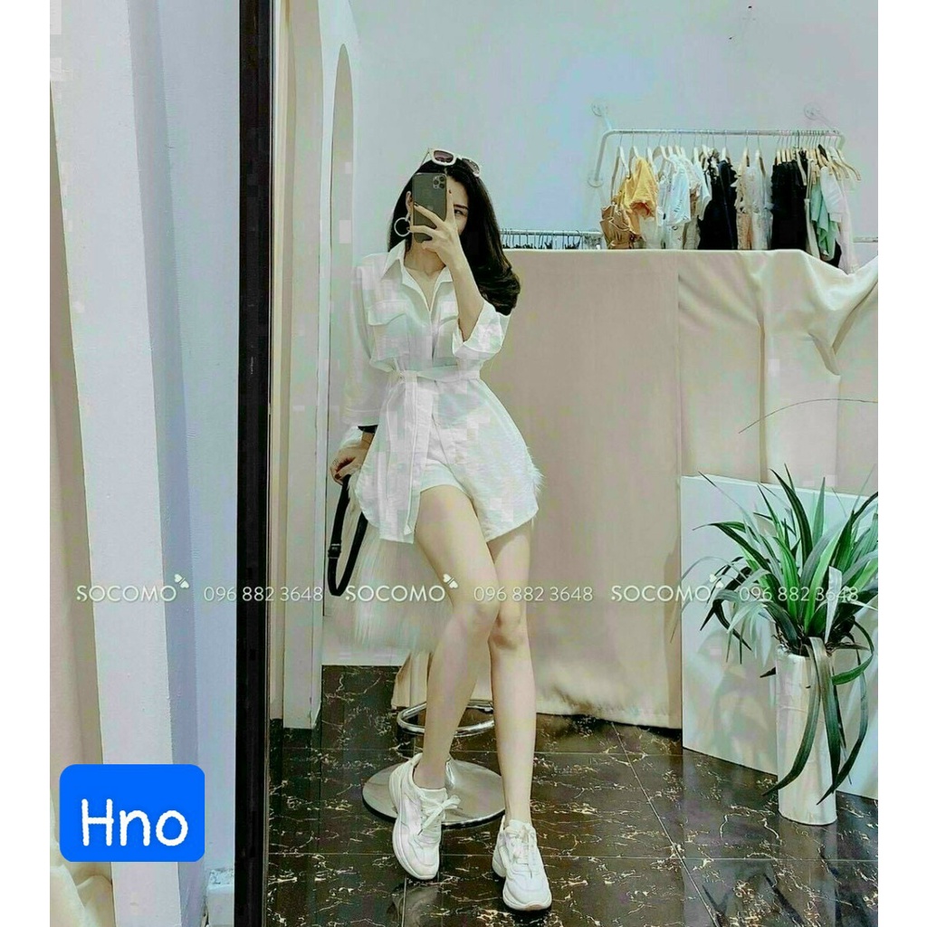 Set đồ nữ dễ thương ️🎈HÌNH THẬT️🎈 set sơ mi dài tay + quần đùi năng động ️👗 tay dài sơ mi | BigBuy360 - bigbuy360.vn