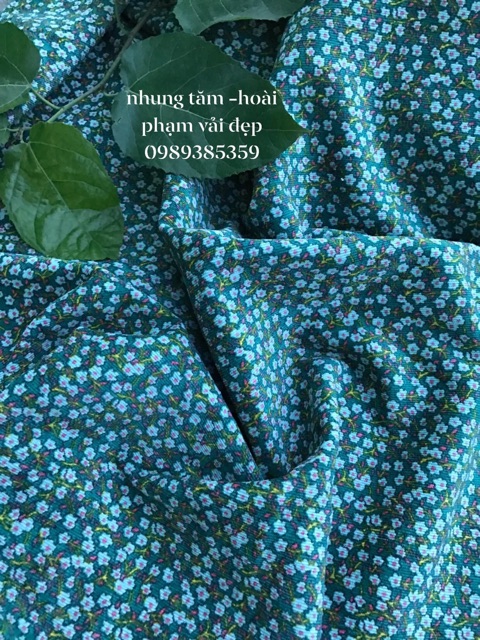 vải nhung tăm hoa nhí vintage