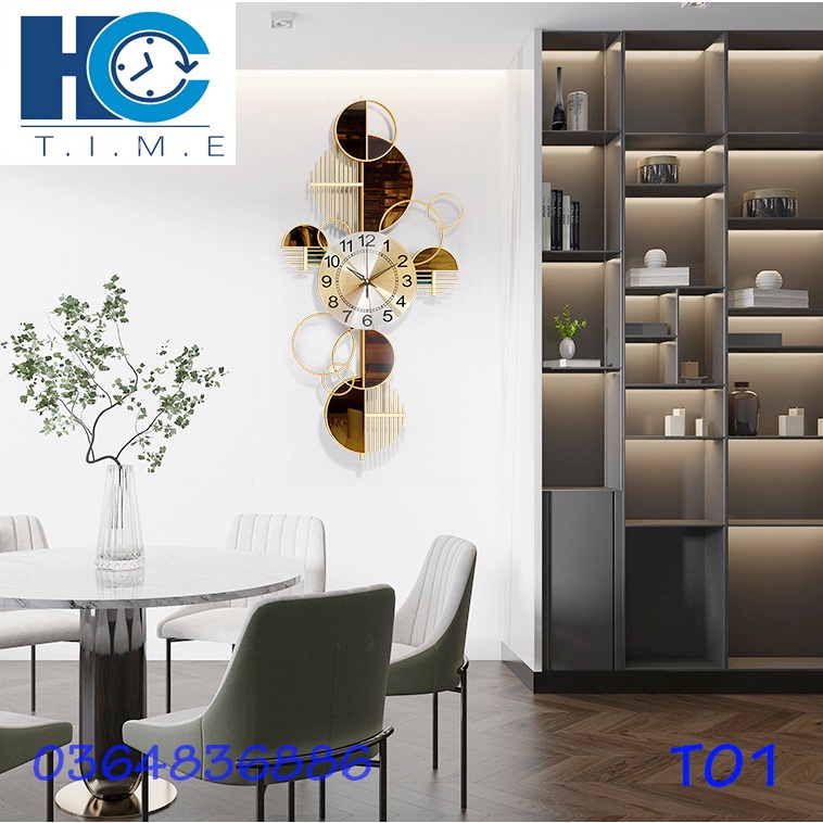 Đồng hồ treo tường trang trí decor T01 kích thước 86 x 43 cm