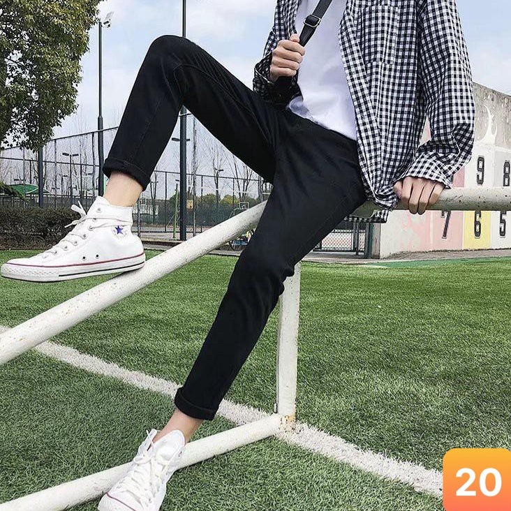 Quần jeans nam rách gối boy phố đen trơn chất bò cao cấp co dãn 4 chiều đẹp form dáng skinny Lavado 05 mẫu mới