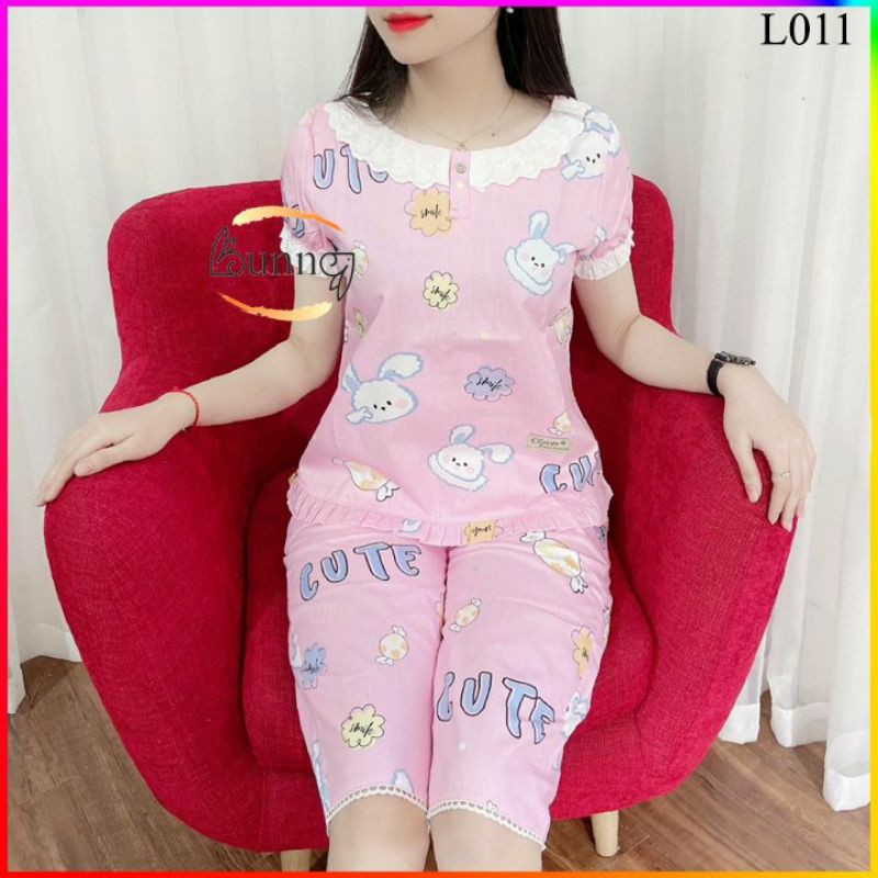 [Bunnysky] Đồ bộ mặc nhà, đồ bộ nữ, quần áo mặc nhà, đồ lửng nữ đẹp - họa tiết nhẹ nhàng