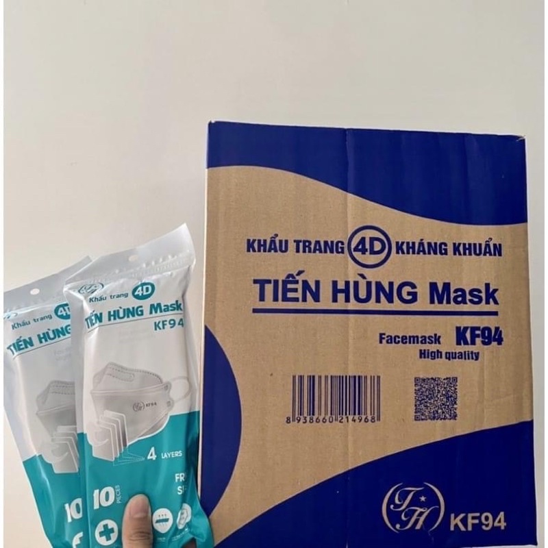 4 LỚP CÓ GIẤY KHÁNG KHUẨN - 1 bịch 10 cái Khẩu trang KF94 kiểu Hàn Quốc hiệu Tiến Hùng chống Bụi Mịn Và Kháng Khuẩn