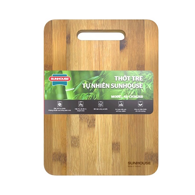 Thớt tre tự nhiên SUNHOUSE KS-CH3522B/KS-CH3626B/KS-CH3020B - Hàng chính hãng