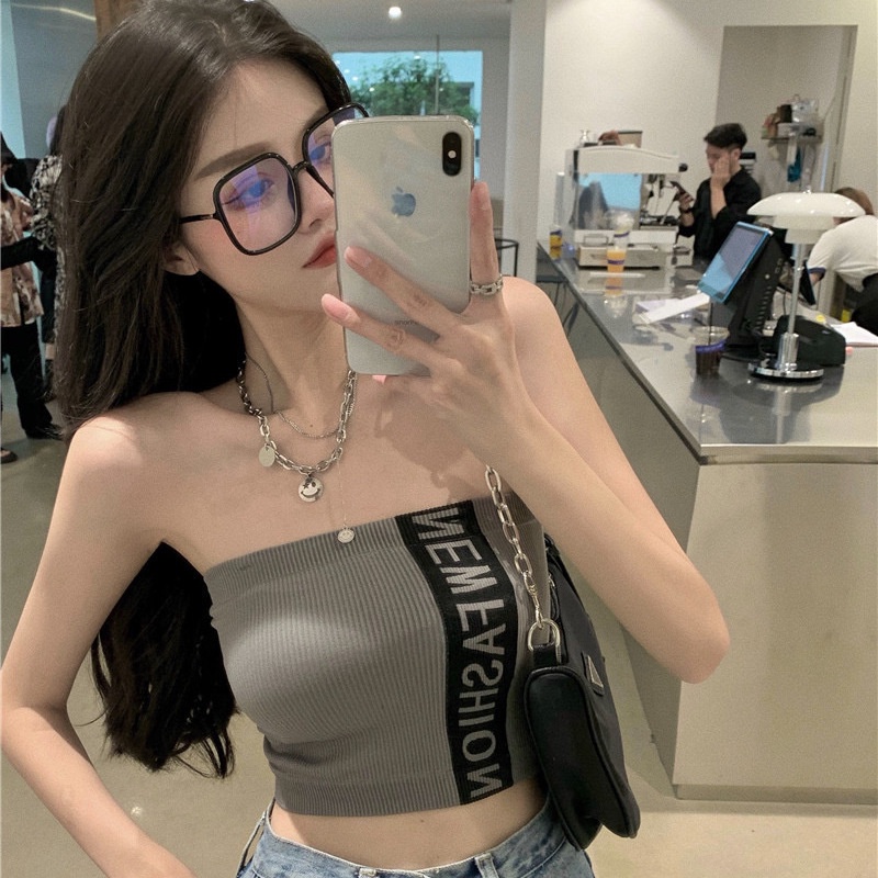 Áo Ống Sát Nách Hoạ Tiết Chữ Thời Trang Mùa Hè Cho Phái Nữ