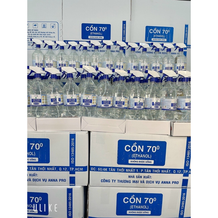 Cồn 70 độ rửa tay sát khuẩn trực tiếp loại Thùng 15 bình xịt 1000ml hàng chính hãng có giấy tờ kiểm nghiệm