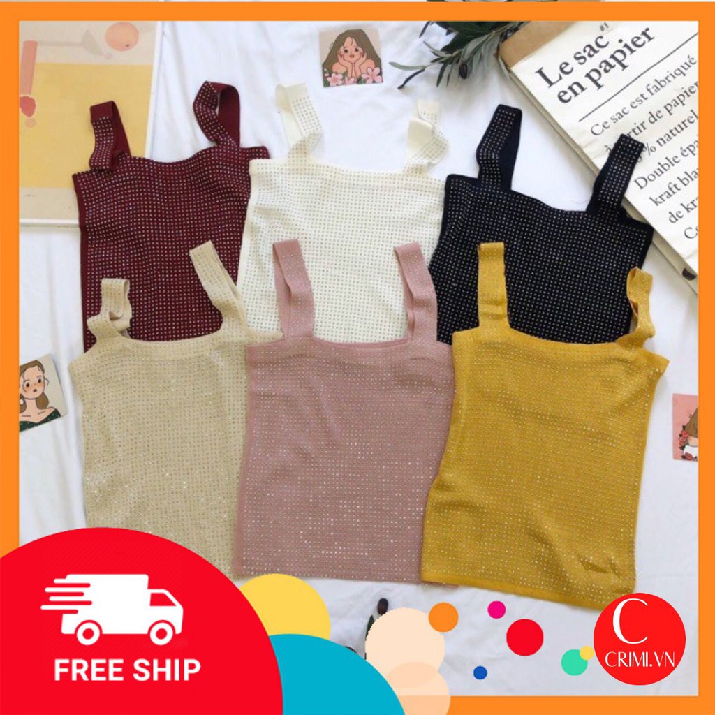 [Mã FAMAYWA giảm 10K đơn 50K] Áo len mông 2s ( 2 dây ) bản to đính đá