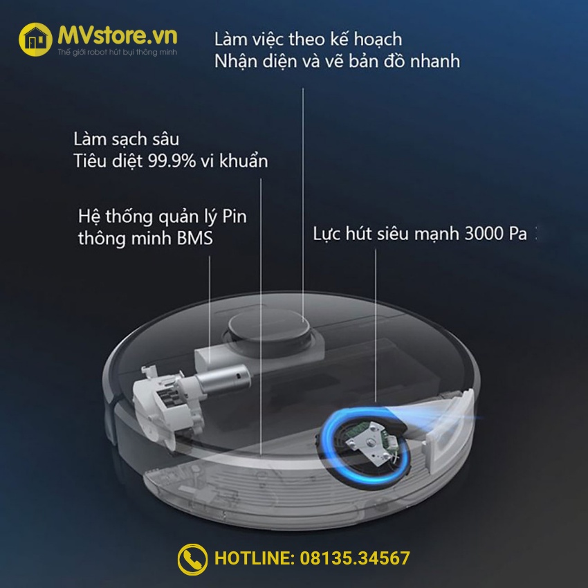 Robot Hút Bụi Lau Nhà Thông Minh DRM D9 - Lực Hút 4000Pa, Pin5200mah