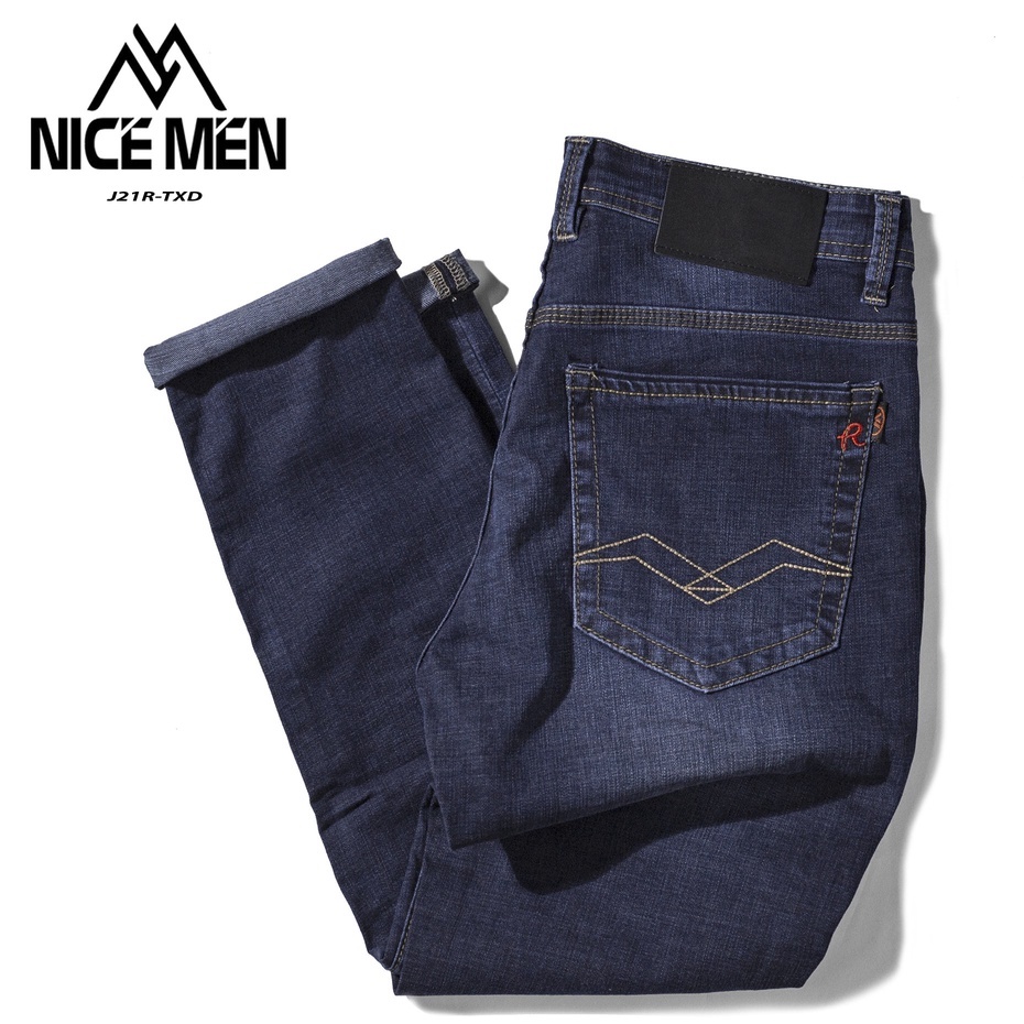 Quần Jeans Nam Nicemen Streetwear Cao Cấp Xanh Đen Trơn - Form Ống Suông - Jeans Thun Co Giãn,Mềm Mịn, Thoái Mái Khi Mặc