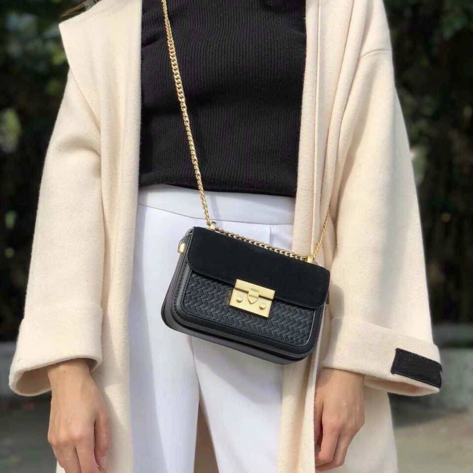 Túi Đeo Chéo CnK Phối Nhung Sz 18 Kèm Túi Giấy