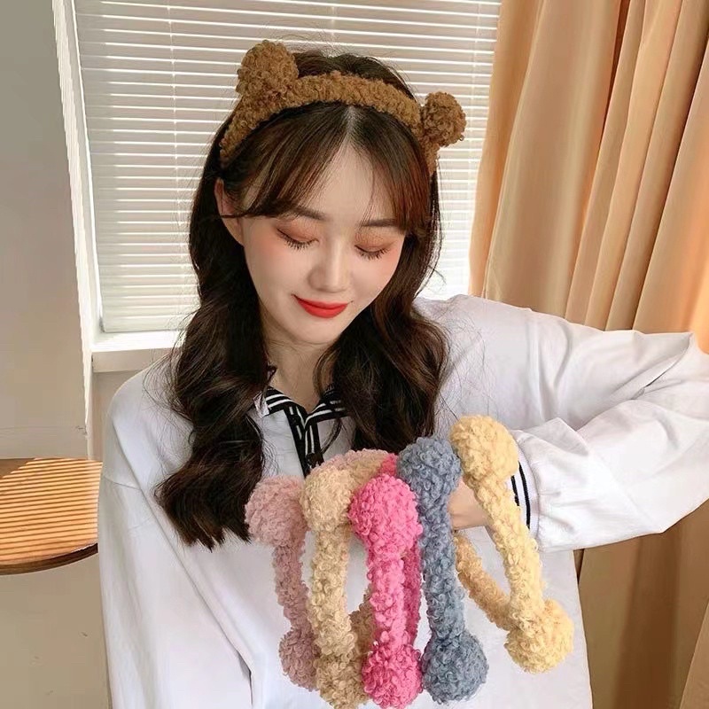 Cài Tóc Bờm Tóc Tai Gấu Dạng Bông Xù Dễ Thương