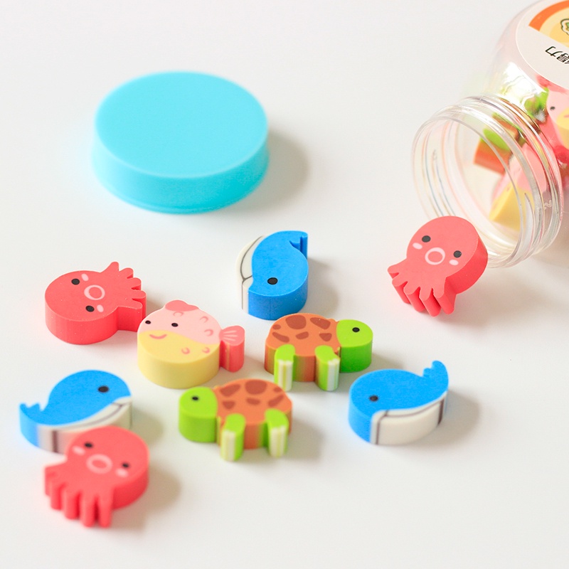 Hộp 20 Cục Tẩy Mini Bằng Cao Su Họa Tiết Hoạt Hình Sáng Tạo Cho Học Sinh