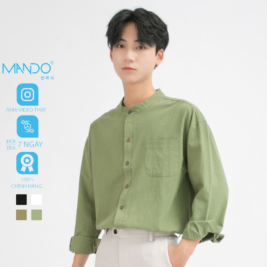 Áo Sơ Mi Nam Dài Tay Cổ Tàu Chất Đũi Form Rộng Phong Cách Trẻ Trung Hàn Quốc Thời Trang MANDO ACT001 - Hàng mới về