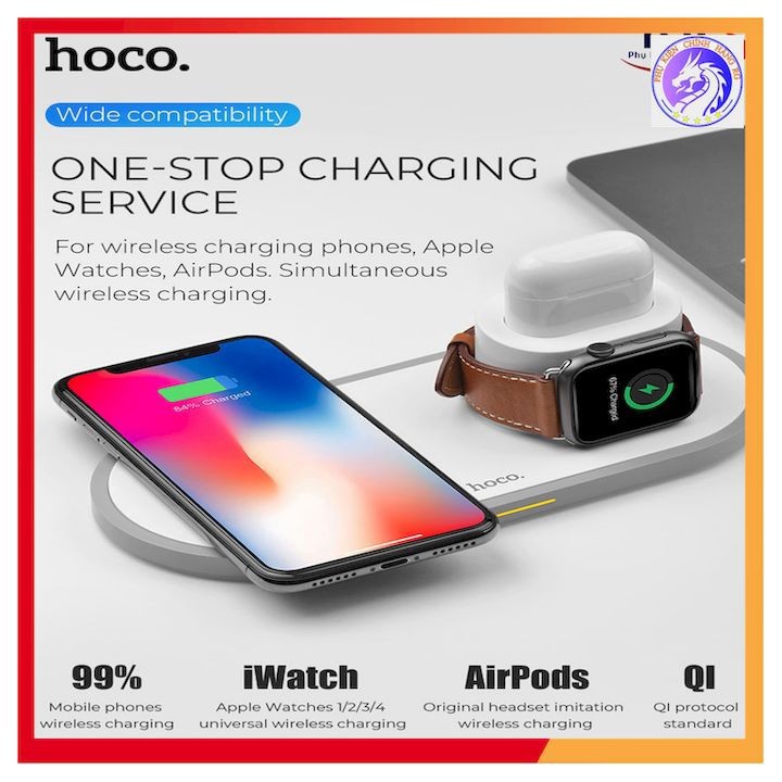 Đế Sạc Không Dây Hoco CW21 3 in 1 Chính Hãng smartphone&amp; Apple Watch &amp; Airpod