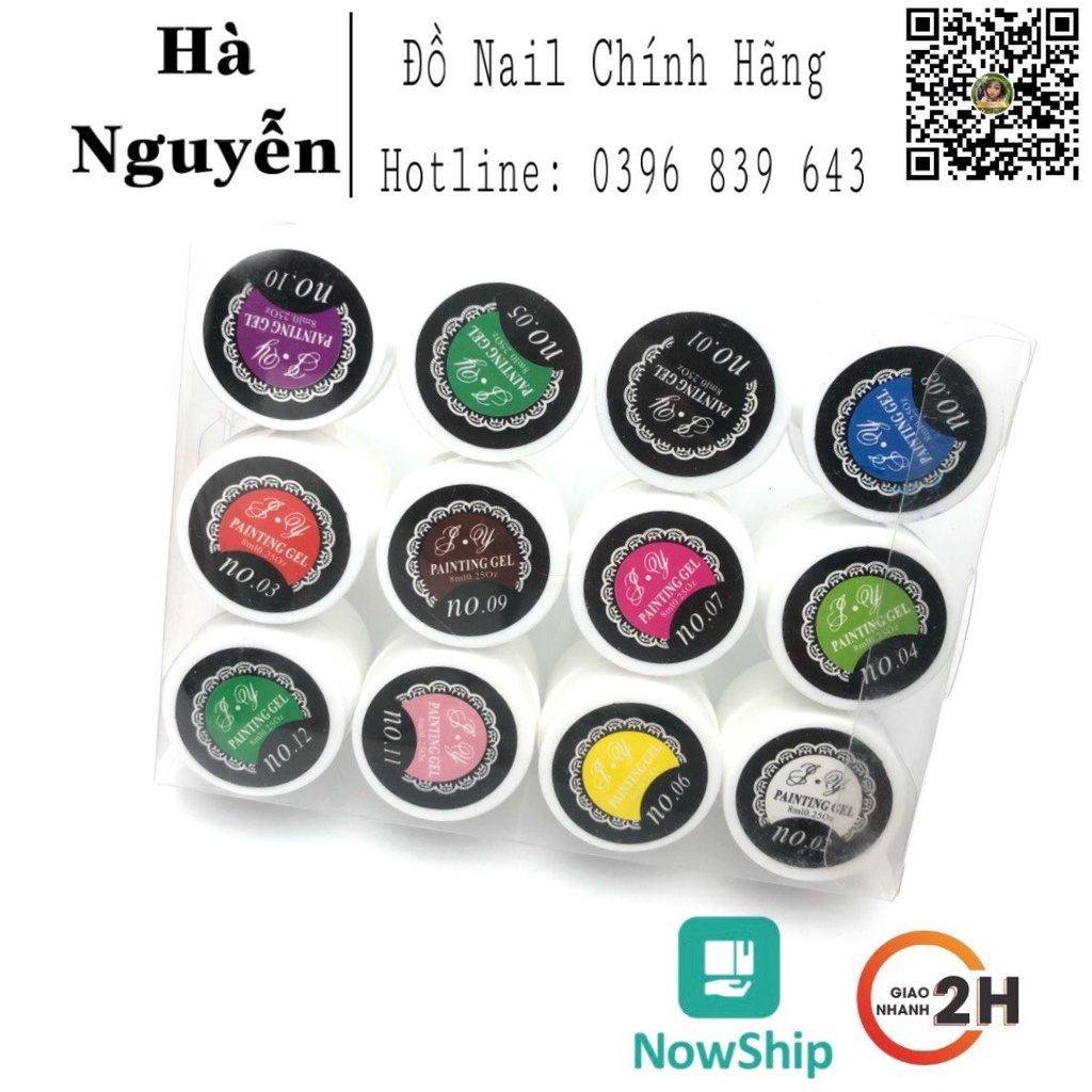 Set Gel Vẽ 12 Màu Vẽ Nail - Set Gel Vẽ Móng Siêu Đặc