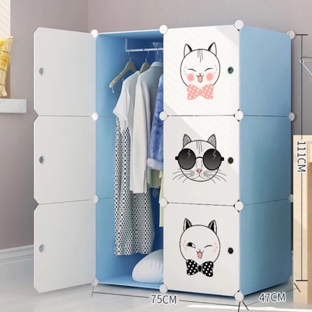 TỦ NHỰA- TỦ LẮP GHÉP- TỦ QUẦN ÁO - TỦ 6 Ô SÂU 37cm.