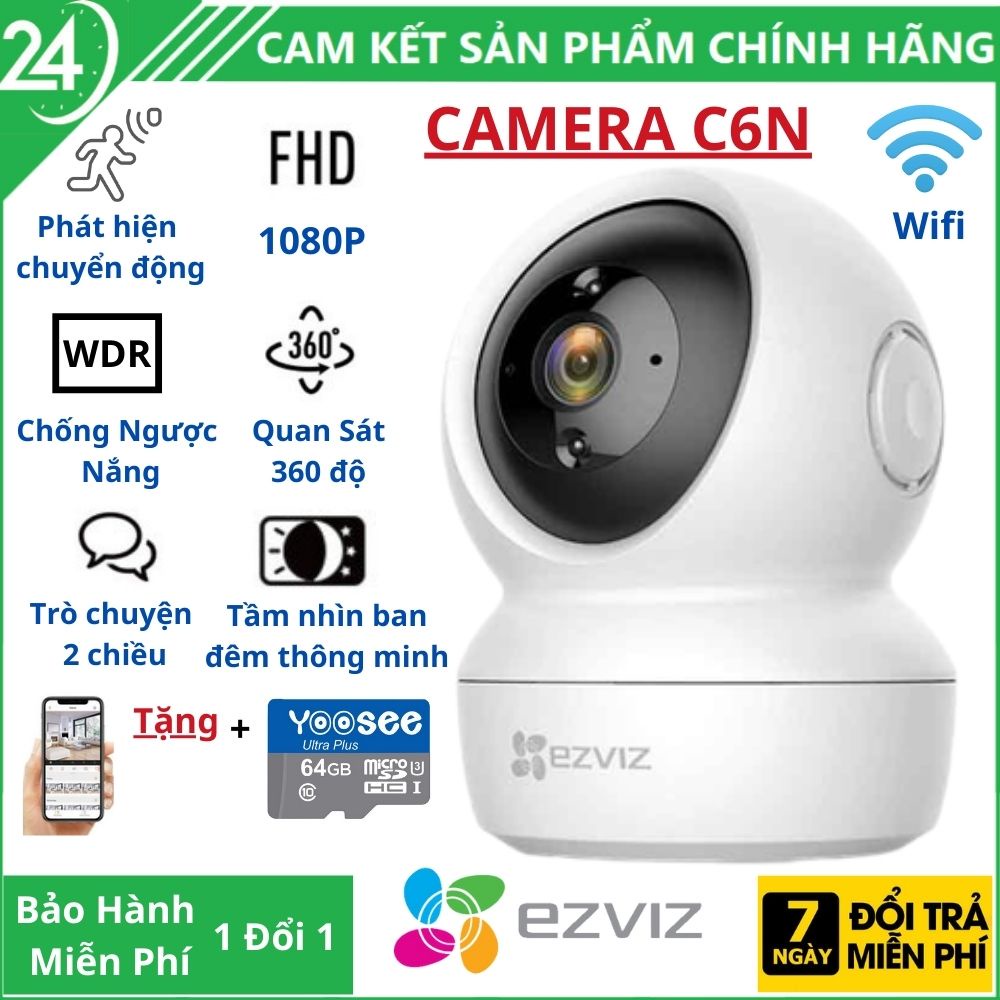Camera IP WiFi Quay 360 EZVIZ C6N 2MP - Đàm Thoại 2 Chiều, Theo Dõi Chuyển Động, Chống Ngược Nắng