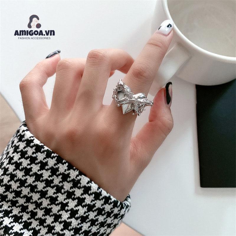 ✨✨Nhẫn hở hình trái tim và gai phong cách hip hop thời trang cho cặp đôi