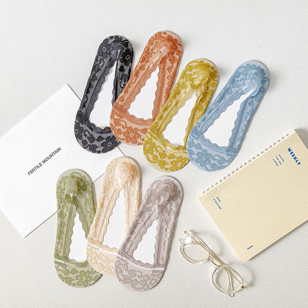 Vớ Thuyền Thoáng Khí Thoải Mái Không Trượt Họa Tiết Hoa Harajuku Cổ Điển Cho Nữ