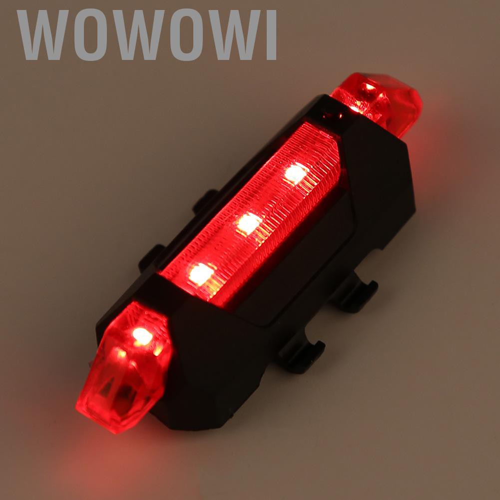 Wowowi Portable USB Rechargeable Bicycle Tail Bike Rear Safety Warning Light Lamp Super Bright