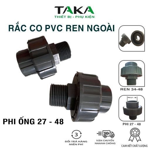 Zắc co pvc ren ngoài rắc co pvc ren ngoài lắp máy bơm nước bồn nước  phi 27 phi 34 phi 48