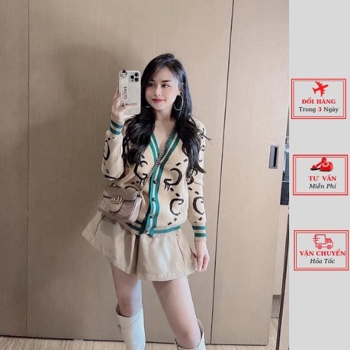 Áo cardigan len nữ họa tiết màu đen đỏ be phong cách ulzzang hàn quốc thời trang yolo fashion