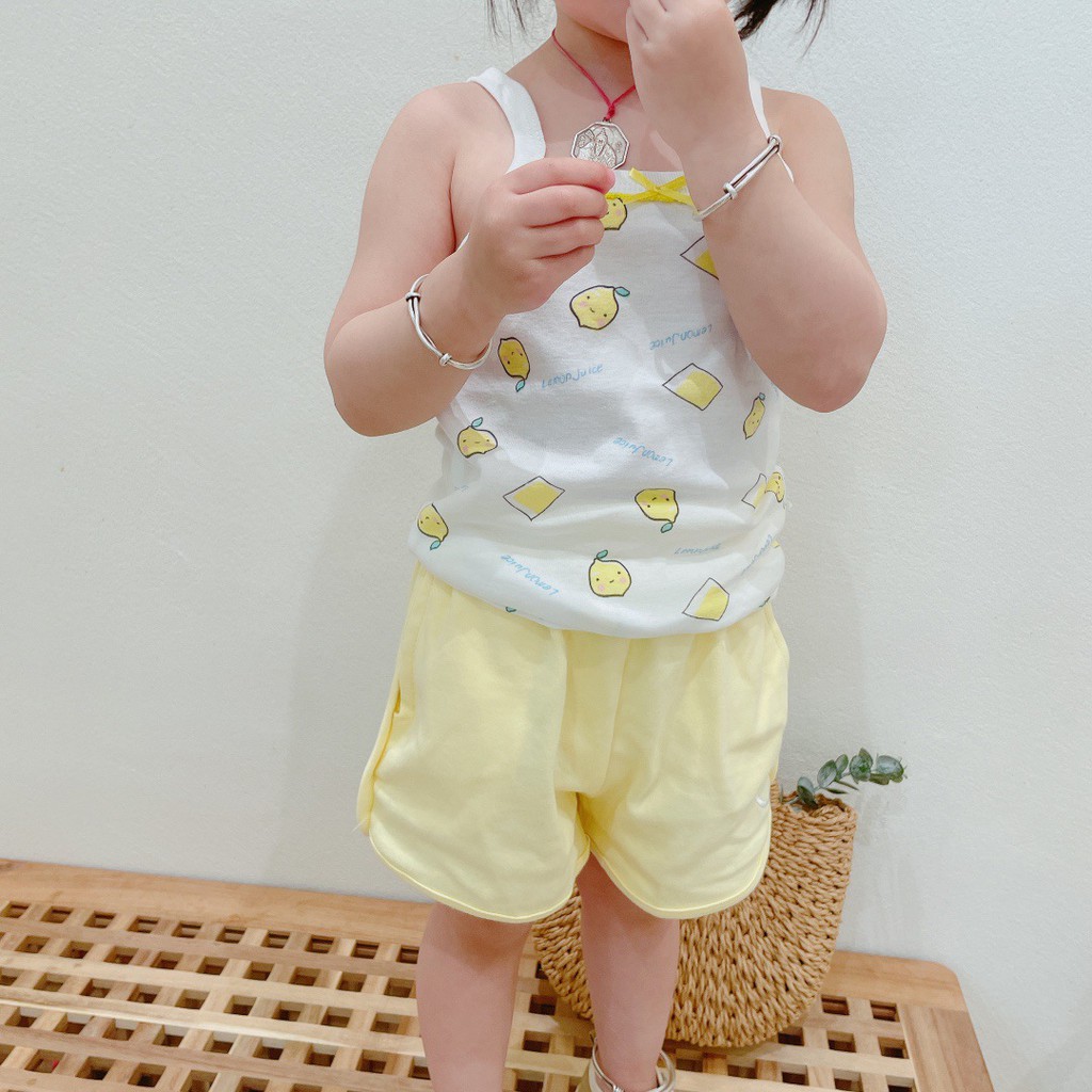 Áo Hai Dây Chất Liệu Cotton Họa Tiết Xinh Xắn Cho Bé Gái
