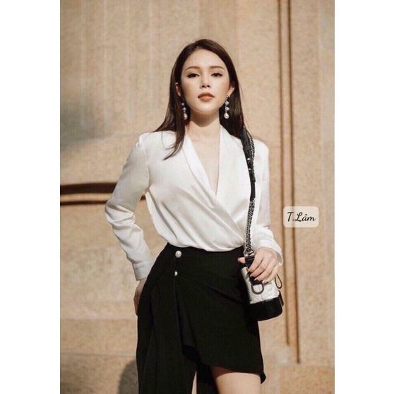 Áo sơmi lụa vạt chéo