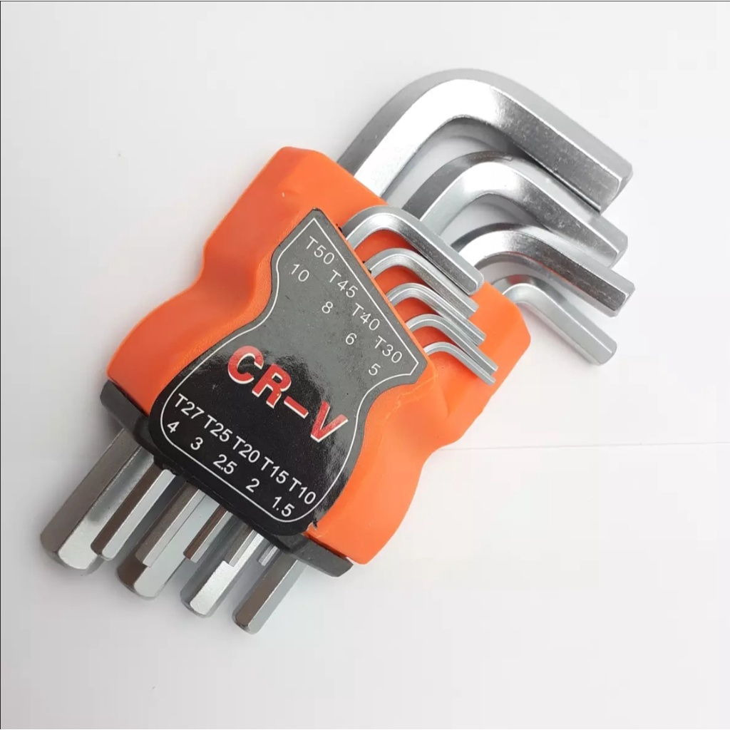 Bộ lục giác trơn gồm 9 cây, độ cứng HRC 50-55 sử dụng đa năng với nhiều kích thước