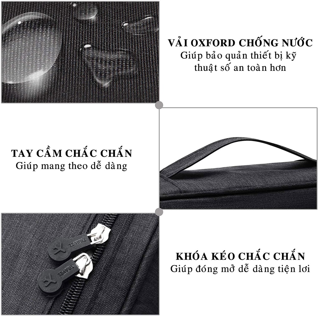 Túi Đựng Phụ Kiện Công Nghệ Chống Nước, Chống Sốc Cao Cấp – Túi Để Phụ Kiện Điện Thoại Nhiều Ngăn Hãng Amalife