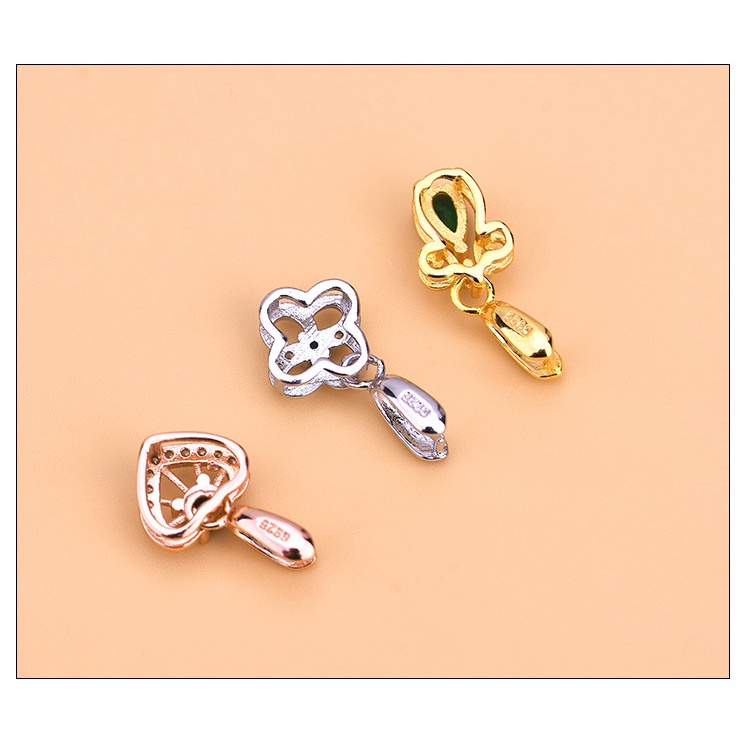 █diy゜ S925 Bạc●Mặt Dây Chuyền Bạc S925 Có Khóa Kẹp Đính Đá Zircon diy