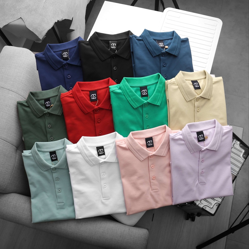 Áo Polo DJohn Cổ V Màu Pastel Trẻ Trung 11 MÀU , Áo Thun Cổ Bẻ Bigsize Form Slim fit 100kg - ivanbigsize Cổ Trụ 9 Phân