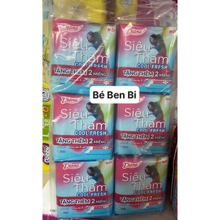 Lốc 6 gói Băng Vệ Sinh Diana siêu thấm COOL FRESH cánh 8 miếng