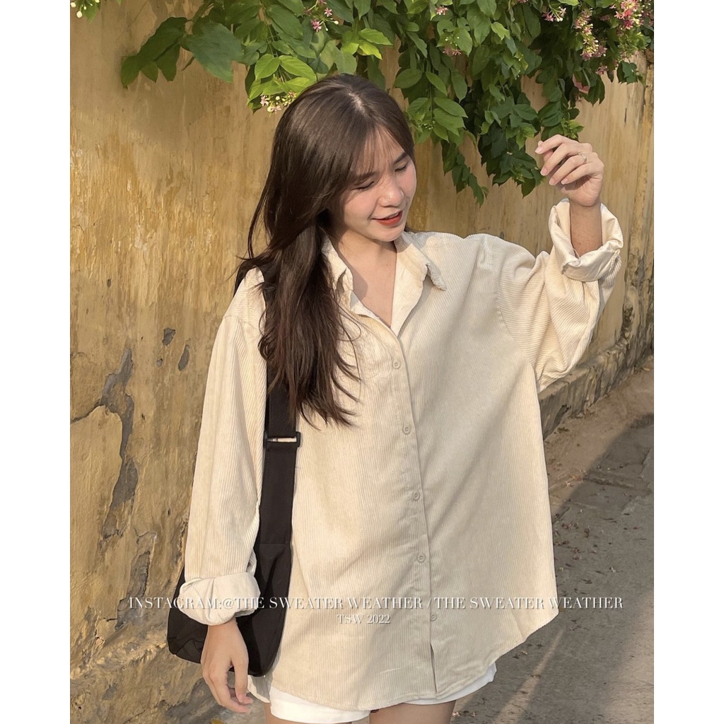 Áo sơ mi nhung tăm 2 màu oversize Sominhungtam181_P0K19