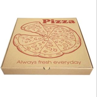 Hộp pizza in sẳn họa tiết đại trà màu nâu có nhiều size