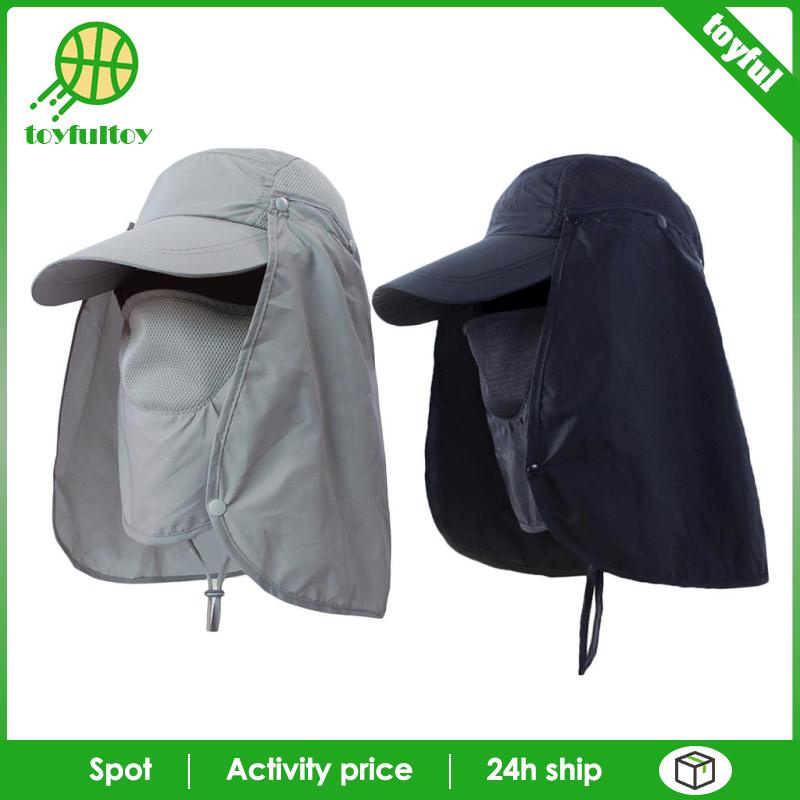 Mũ Lưỡi Trai Có Tấm Che Phủ Cổ Chống Nắng Màu Xanh Dương Đậm Dùng Khi Câu Cá Ngoài Trời