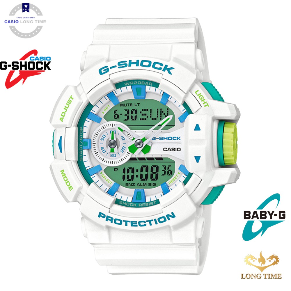 Đồng Hồ Nam Casio G Shock GA-400WG-7ADR Dây Kim Nhựa Màu Trắng - Cấu Trúc Bảo Vệ Lõi , Bảo hành 12 tháng