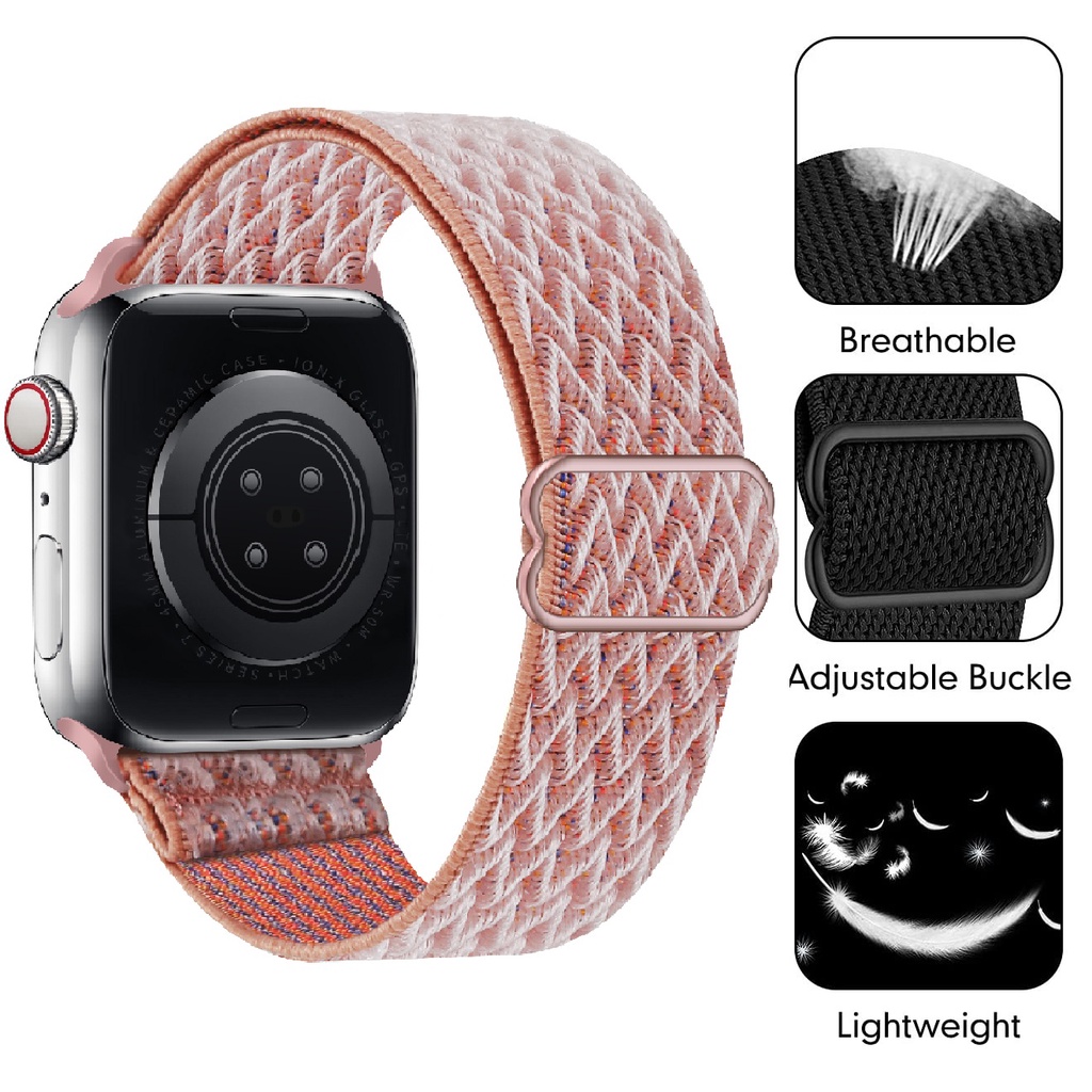 Dây Đeo Đồng Hồ Bằng Nylon Mềm Co Giãn Có Khóa Inox Cho Apple Watch 41 / 40 / 38mm 49 / 45 / 44 / 42mm Ultra / 8 / 7 / SE / 6 / 5 / 4 / 3 / 2 / 1
