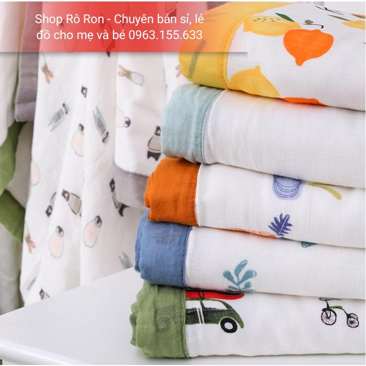 [1m1*1m3] Chăn xô sợi tre 4 lớp - Chăn sợi tre ADEN ANAIS và MANNY bo viền - Shop Rô Ron