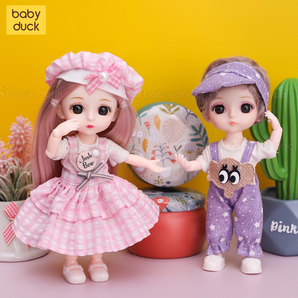 Búp bê cho bé gái dài 17cm cực kì dễ thương, đồ chơi búp bê barbie trẻ em