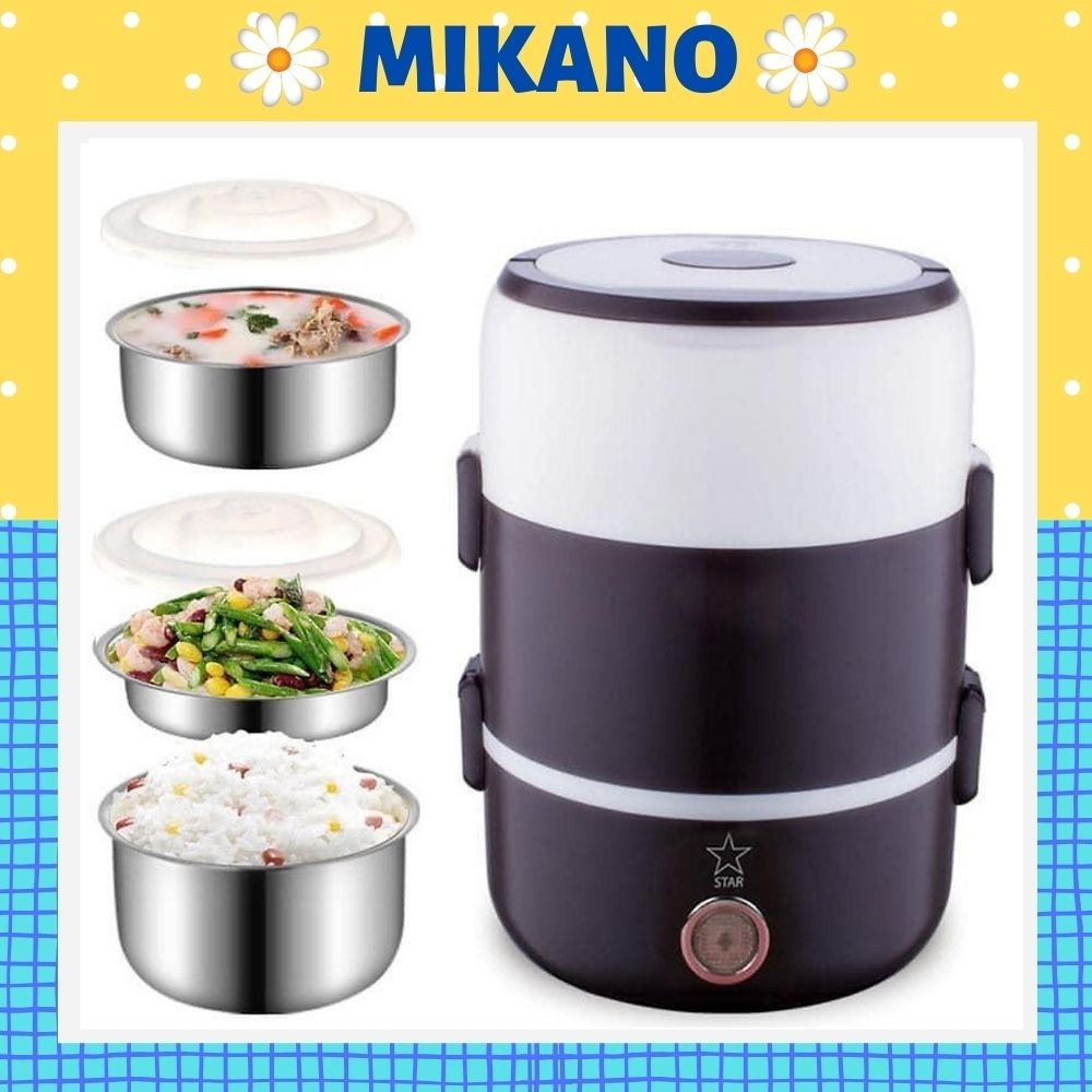 Cặp lồng ủ cơm inox Star 3 tầng cắm điện Mikano GD18