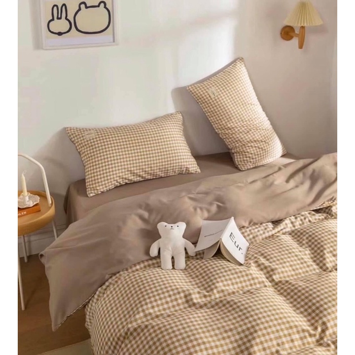 Bộ chăn ga Cotton Tici kẻ mới - Caro be
