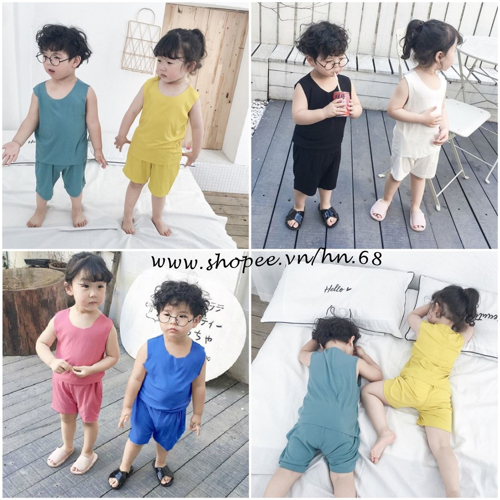 Bộ quần áo trẻ em cotton thun lạnh Minky Mom không đường may (HN 488)