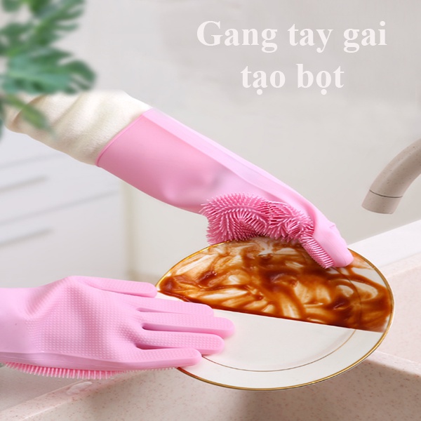 Găng Tay Gai Tạo Bọt Rửa Chén Bát Siêu Bền Tiện Dụng Cho Mọi Gia Đình G016